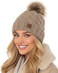 Wintermütze Zopfmuster Taupe