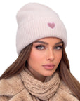 Beanie Angora Rosa mit Herz