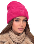 Beanie Angora Pink mit Herz