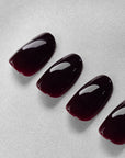 Dunkelrot Oval Softgel Press-On Nails