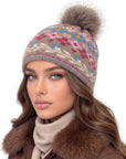Baesics® Bommelmütze Alpenblumen Taupe