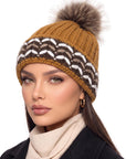 Baesics® Bommelmütze Grobstrick Zopf Camel