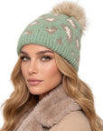 Baesics® Bommelmütze Leopard Feinstrick Mint