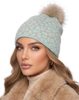 Baesics® Bommelmütze Leopard Verlauf Mint