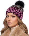 Baesics® Bommelmütze Leopard Verlauf Pink