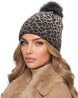 Baesics® Bommelmütze Leopard Verlauf Taupe