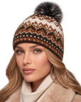 Baesics® Bommelmütze Lurex Norweger Damen Braun