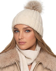 Baesics® Bommelmütze Rippstrick Creme