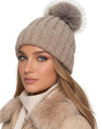 Baesics® Bommelmütze Rippstrick Taupe