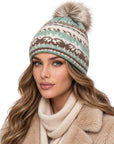 Baesics® Bommelmütze Schneeflocken Norweger Damen Mint