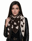 Baesics® Dreieckstuch Herzen Damen Braun