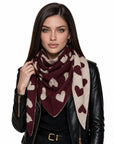 Baesics® Dreieckstuch Herzen Damen Dunkelrot