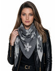 Baesics® Dreieckstuch Strick Blumen Damen Anthrazit