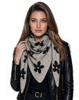 Baesics® Dreieckstuch Strick Blumen Damen Braun
