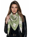 Baesics® Dreieckstuch Strick Blumen Damen Grün