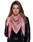 Baesics® Dreieckstuch Strick Blumen Damen Pink