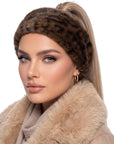 Baesics® Stirnband Kunstfell Plüsch Leo Braun