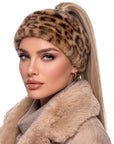 Baesics® Stirnband Kunstfell Plüsch Leo Camel