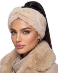 Baesics® Stirnband Kunstfell Twist Beige