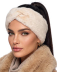 Baesics® Stirnband Kunstfell Twist Creme