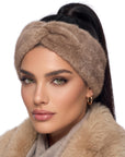 Baesics® Stirnband Kunstfell Twist Taupe