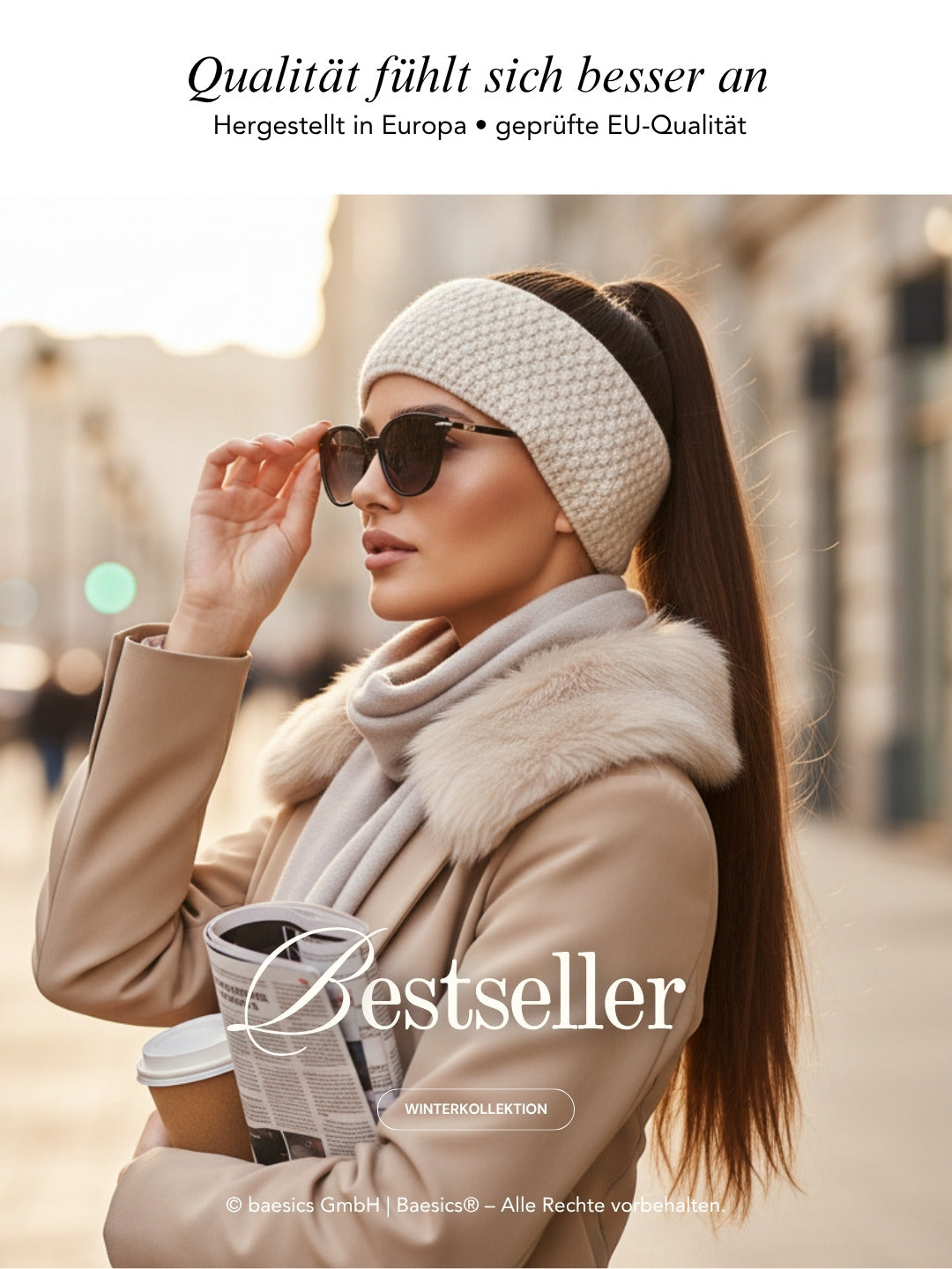 Baesics® Winter-Stirnband im Waffelmuster mit Fleecefutter