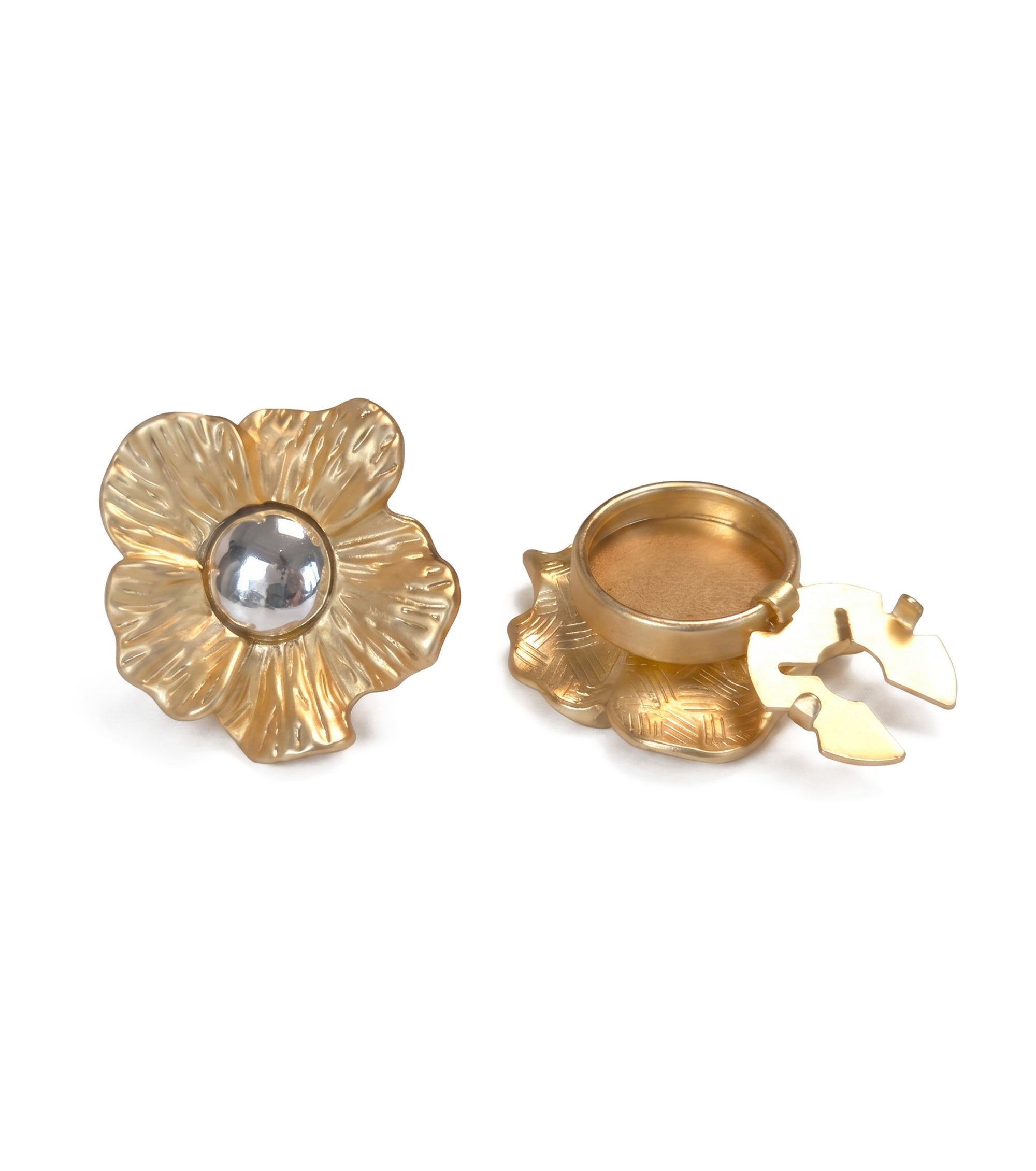 Baesics Button Covers Goldblüte – 2er Set Knopfüberzüge zum Aufclippen, nickelfrei
