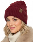 Baesics Wintermütze Schneeflocke Bordeaux – Beanie mit Fleecefutter & Schneekristall-Patch