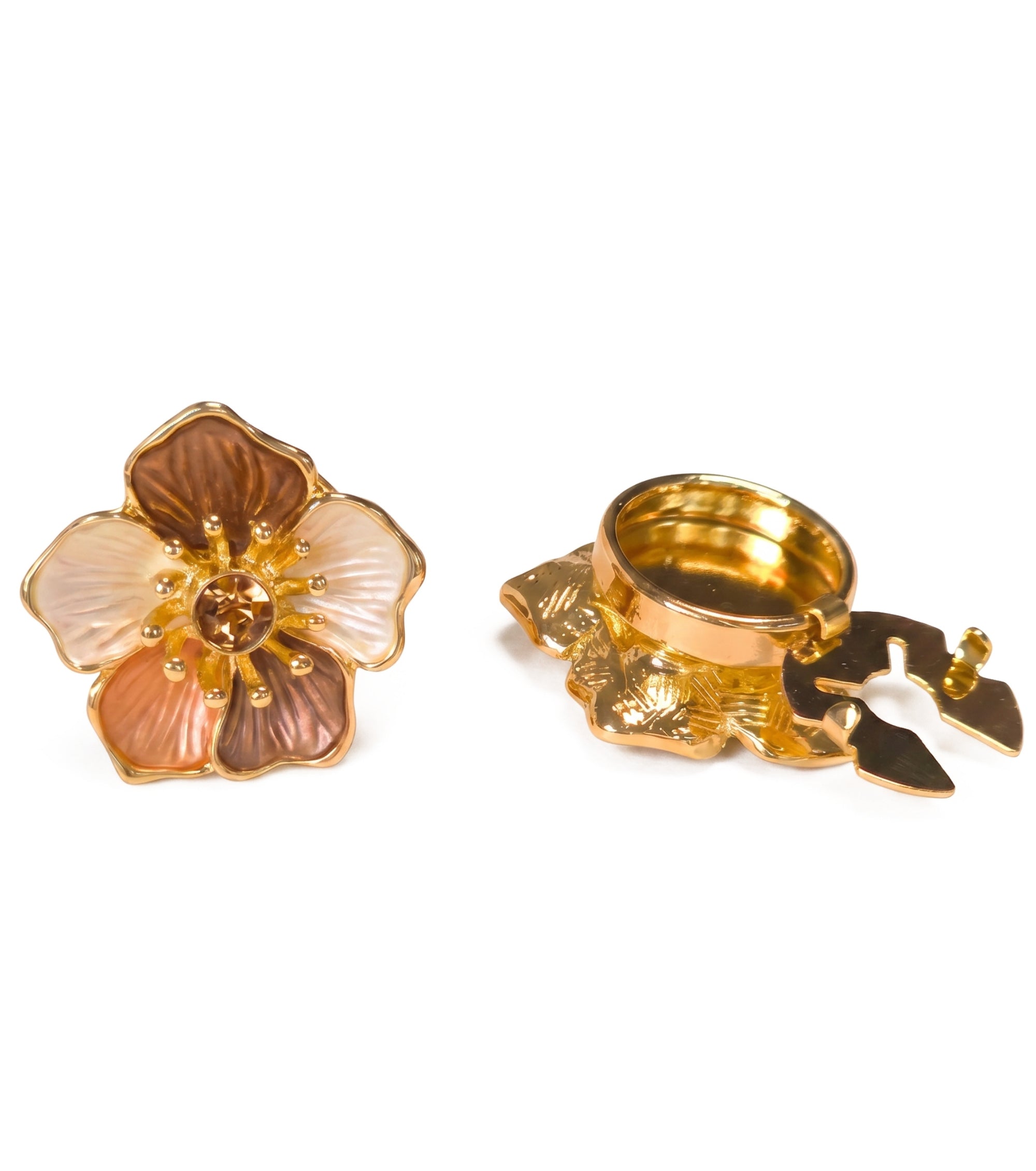 Baesics Button Covers Goldblüte Klassik – 2er Set Knopfüberzüge zum Aufclippen, nickelfrei