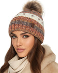 Baesics Bommelmütze Orange – Wintermütze Bunt mit Wolle, Kunstfell-Pompon & Fleecefutter