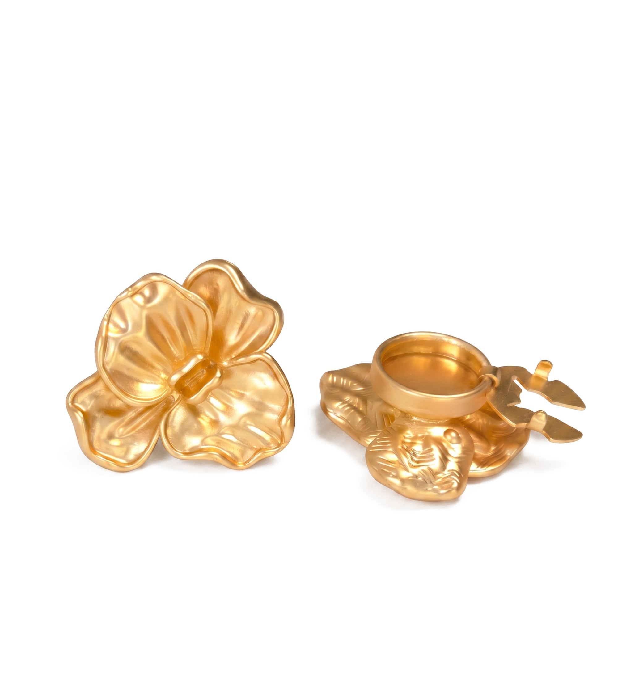 Baesics Button Covers Goldblüte Struktur – 2er Set Knopfüberzüge zum Aufclippen, nickelfrei
