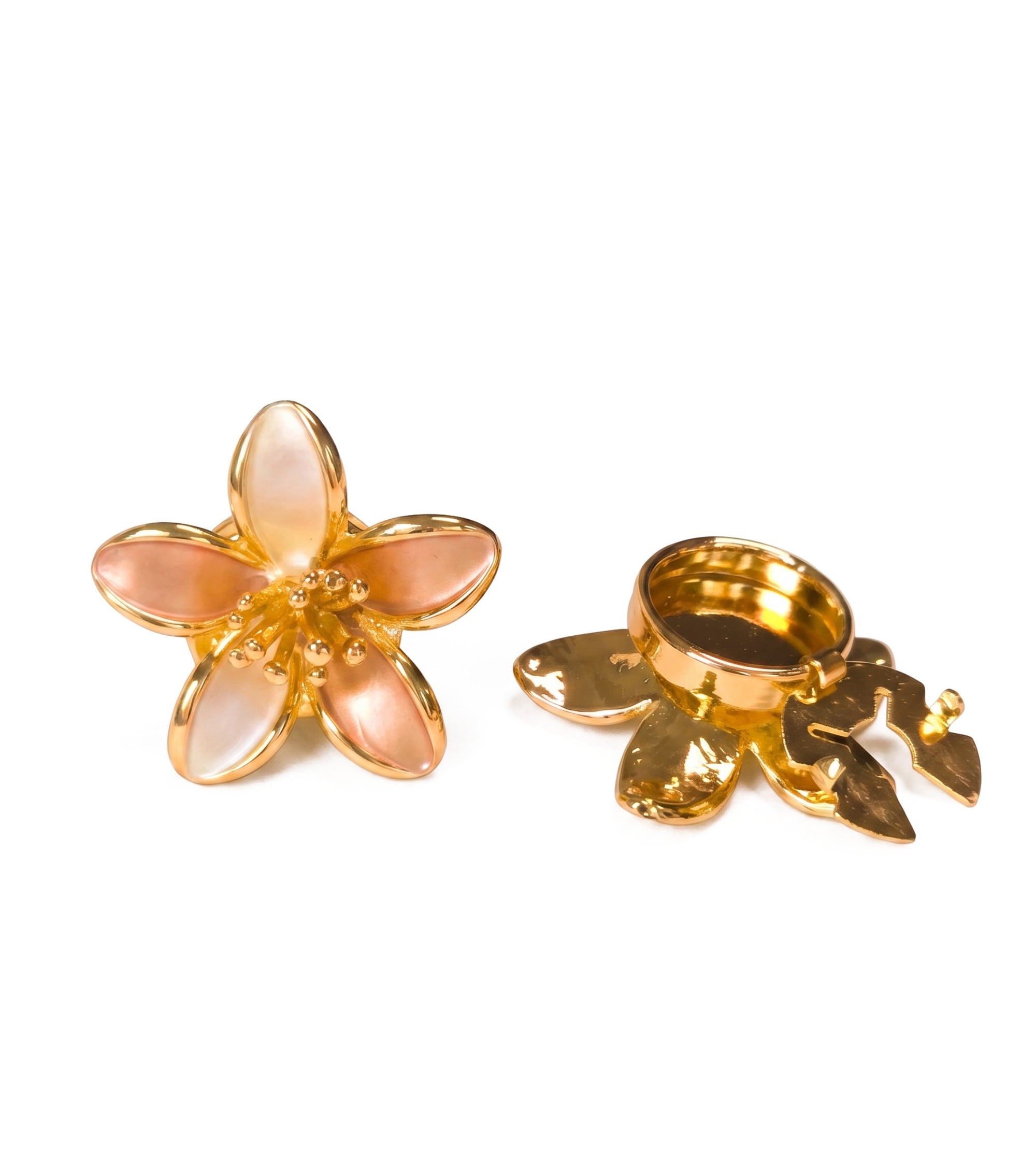 Baesics Button Covers Lilie Gold – 2er Set Knopfüberzüge zum Aufclippen, nickelfrei