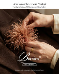 Baesics® Straußenfeder-Brosche, handgefertigt aus 100 % echten Naturfedern