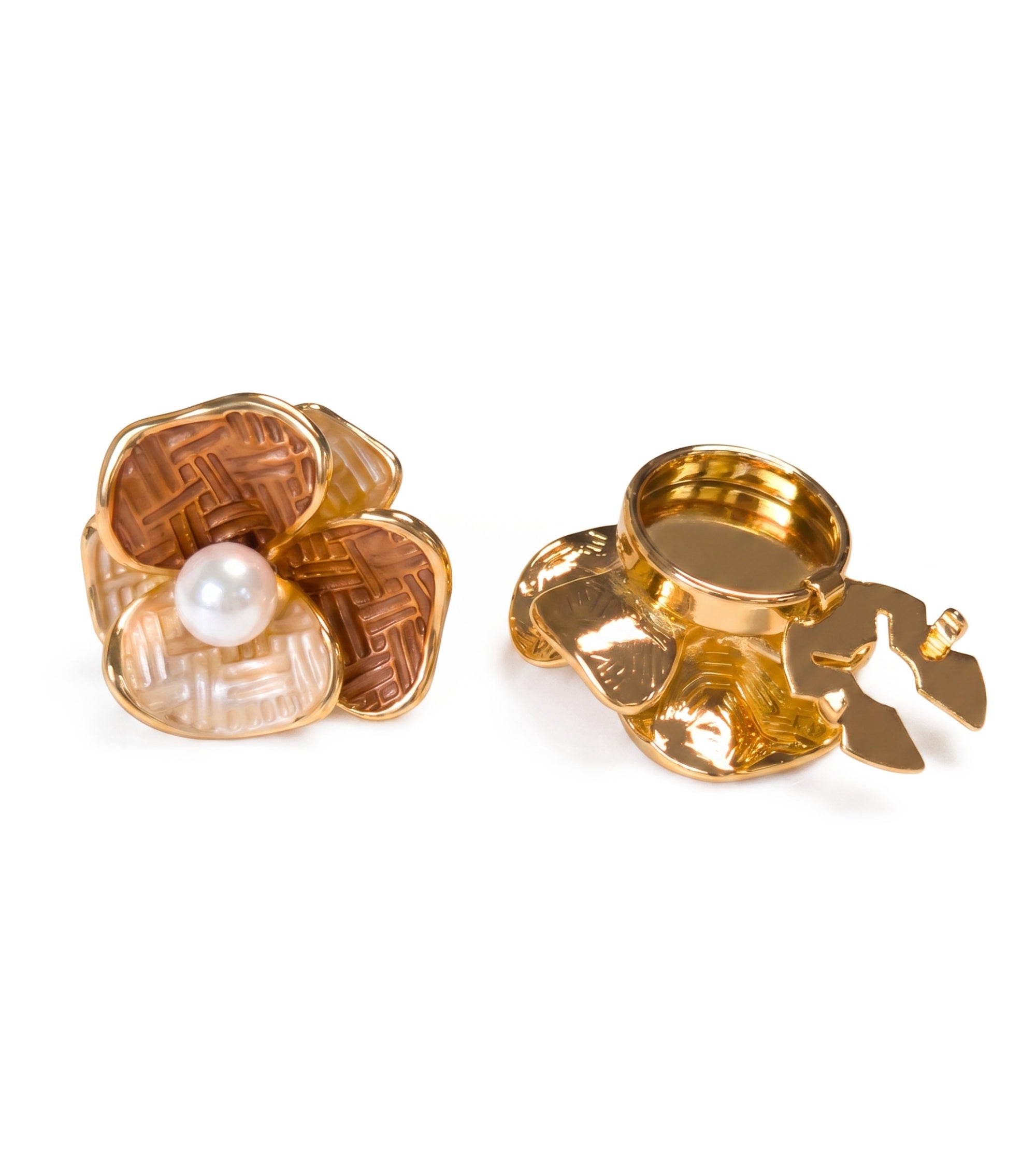 Baesics Button Covers Kleeblatt Perle – 2er Set Knopfüberzüge zum Aufclippen, nickelfrei