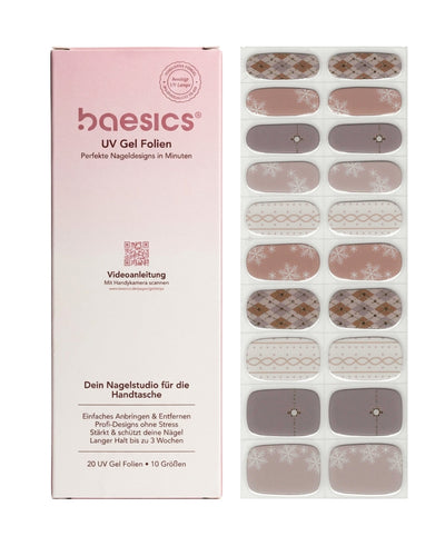 Baesics UV Gelstrips Velvet Stitch – semi-cured UV Gel-Nagelfolien, 20 Streifen Set
