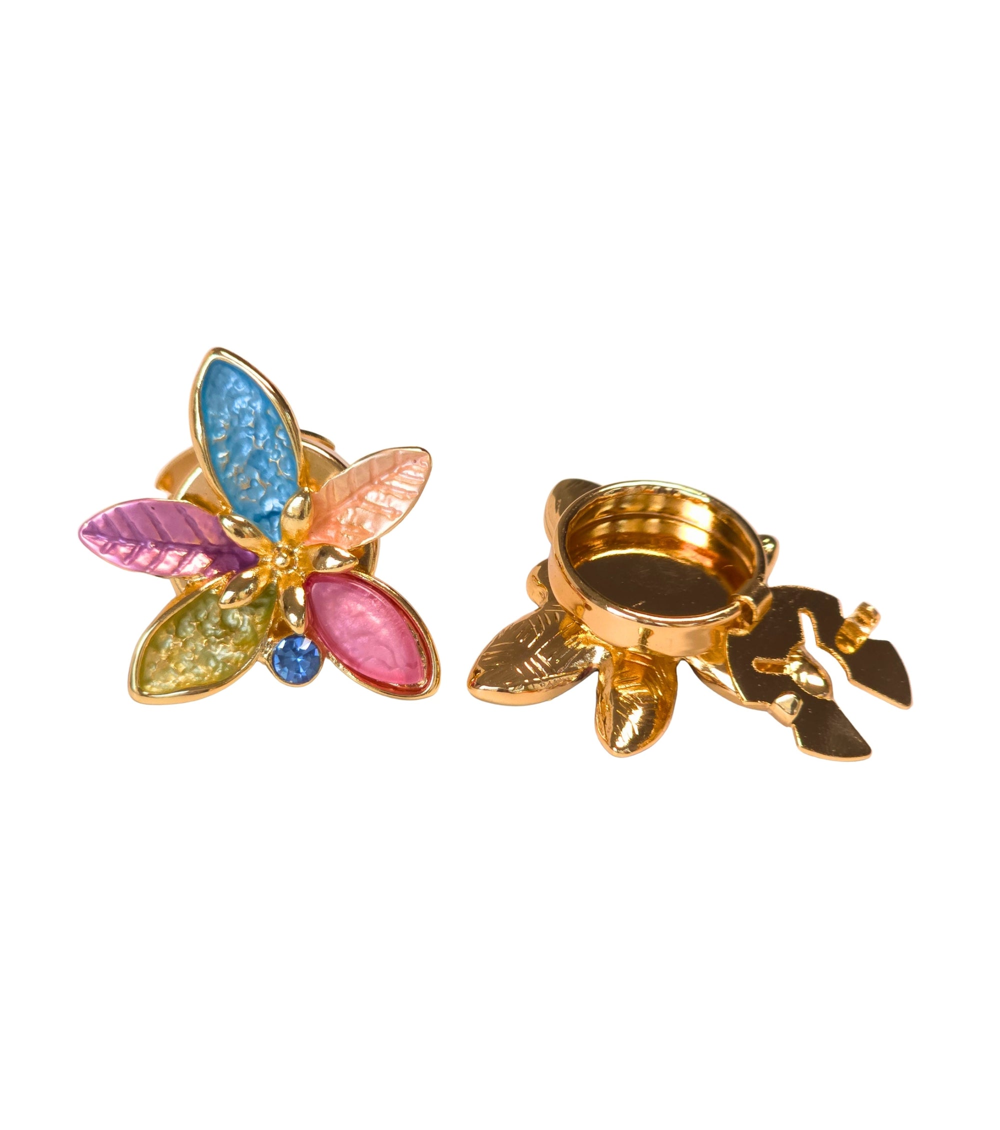 Baesics Button Covers Floral Bunt – 2er Set Knopfüberzüge zum Aufclippen, nickelfrei
