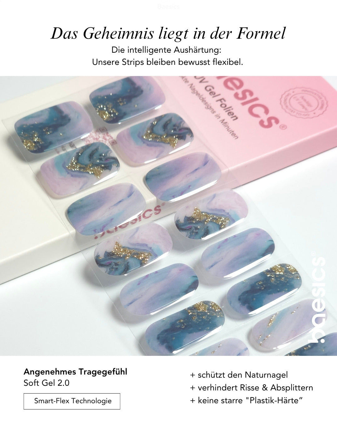 Baesics UV Gelstrips Moonlit Marble – Gel-Nagelfolien Blatt
