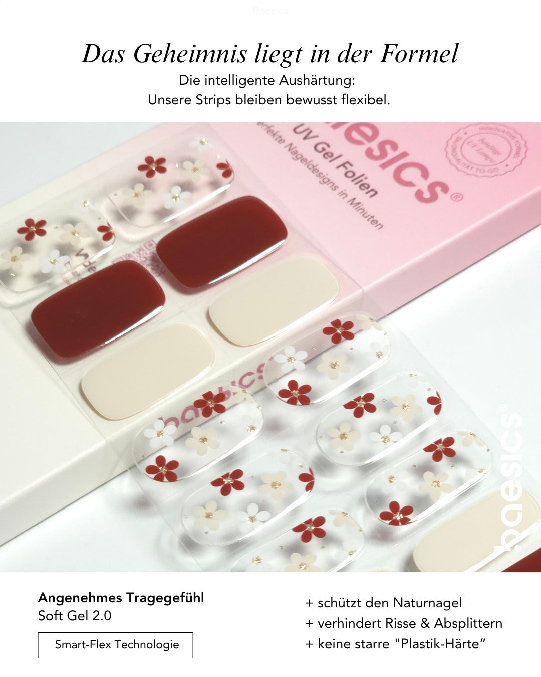 Baesics UV Gelstrips Crimson Botanica – Gel-Nagelfolien Blatt