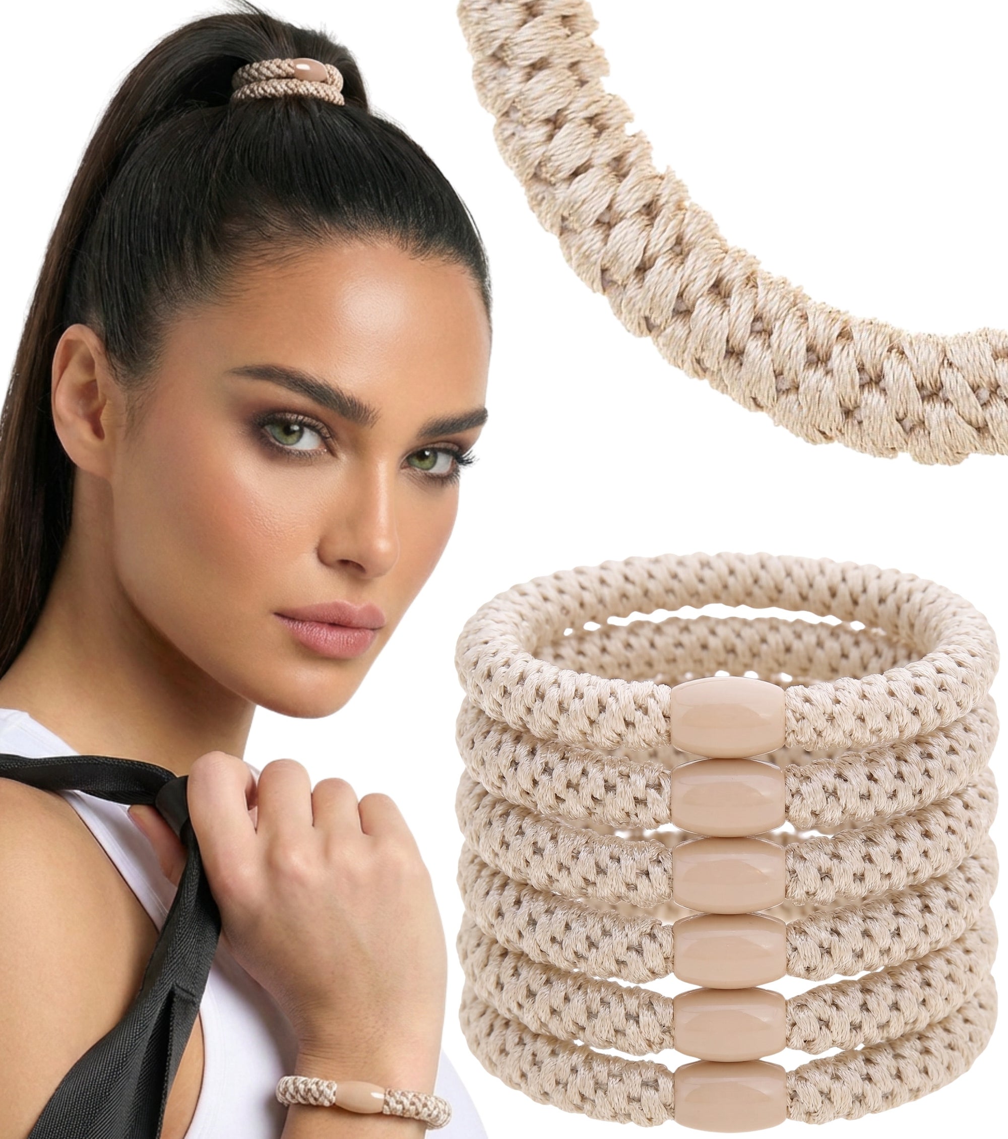 Baesics Haargummi Beige – haarschonende Zopfgummis, Bild 2