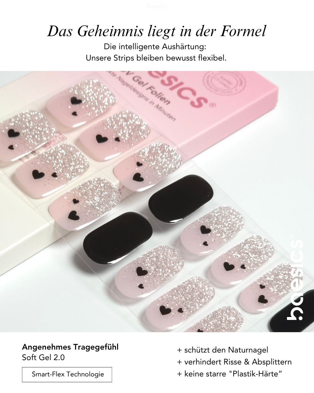 Baesics UV Gelstrips Midnight Coquette – Gel-Nagelfolien Blatt