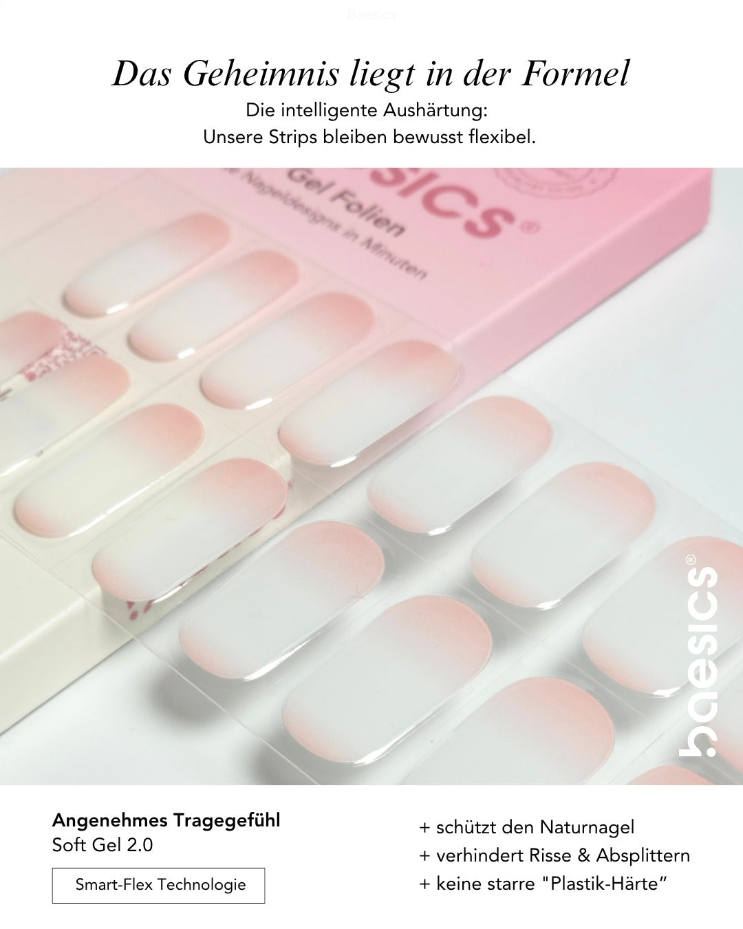 Baesics UV Gelstrips Babyboomer Pink – Gel-Nagelfolien Blatt