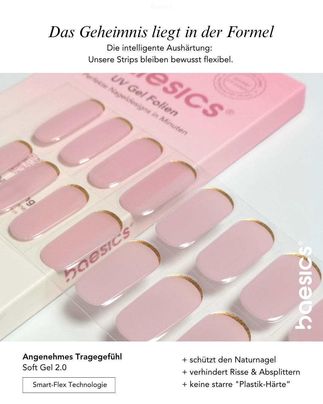 Baesics UV Gelstrips Mondgold – Gel-Nagelfolien Blatt