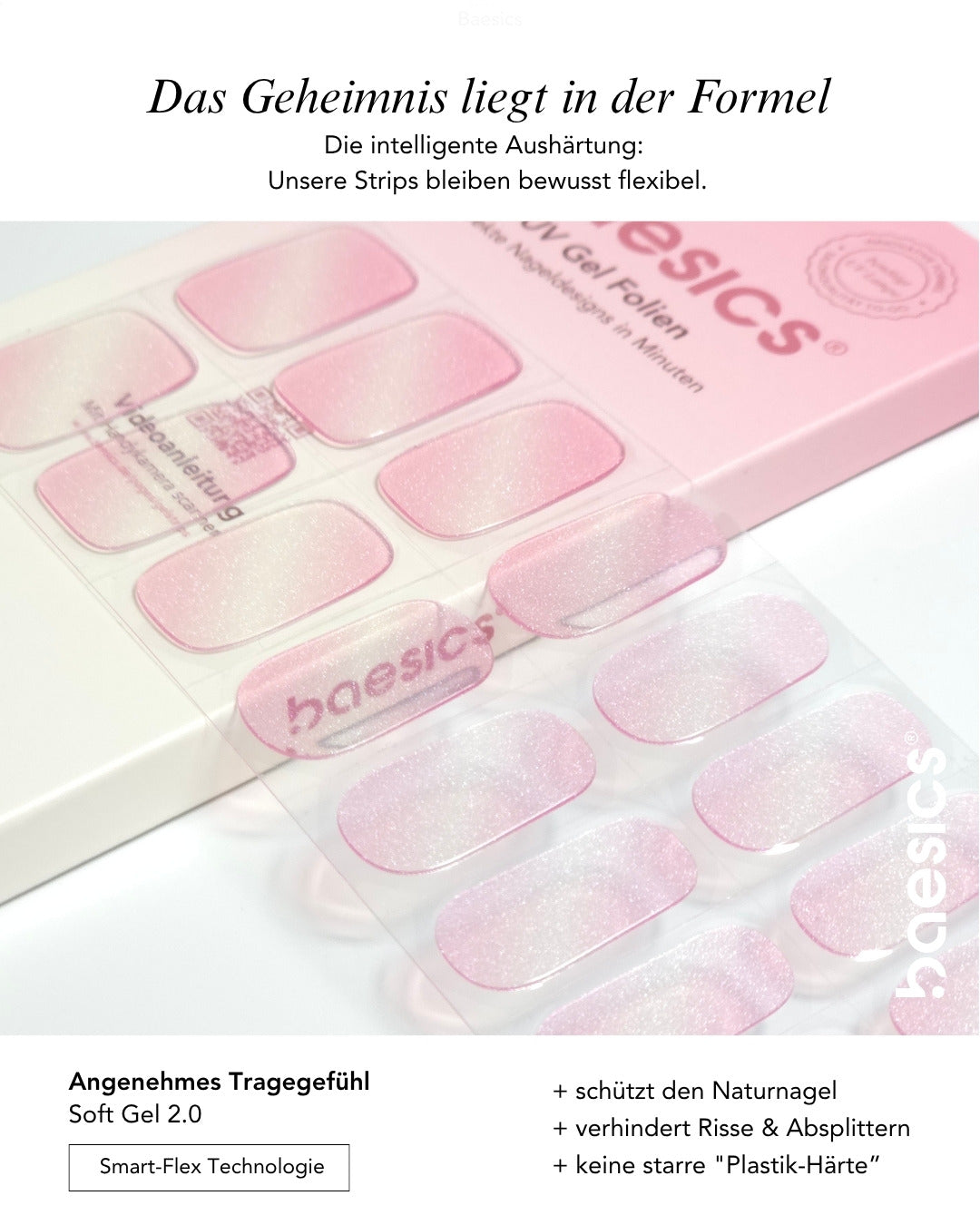 Baesics UV Gelstrips Sheer Rose – Gel-Nagelfolien Blatt