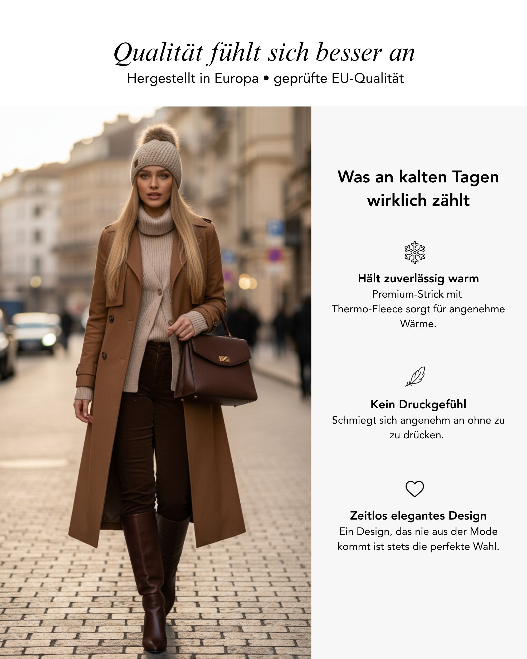 Baesics Strickmütze Glitzer mit Bommel – Wintermütze mit Fleecefutter, Bild 2