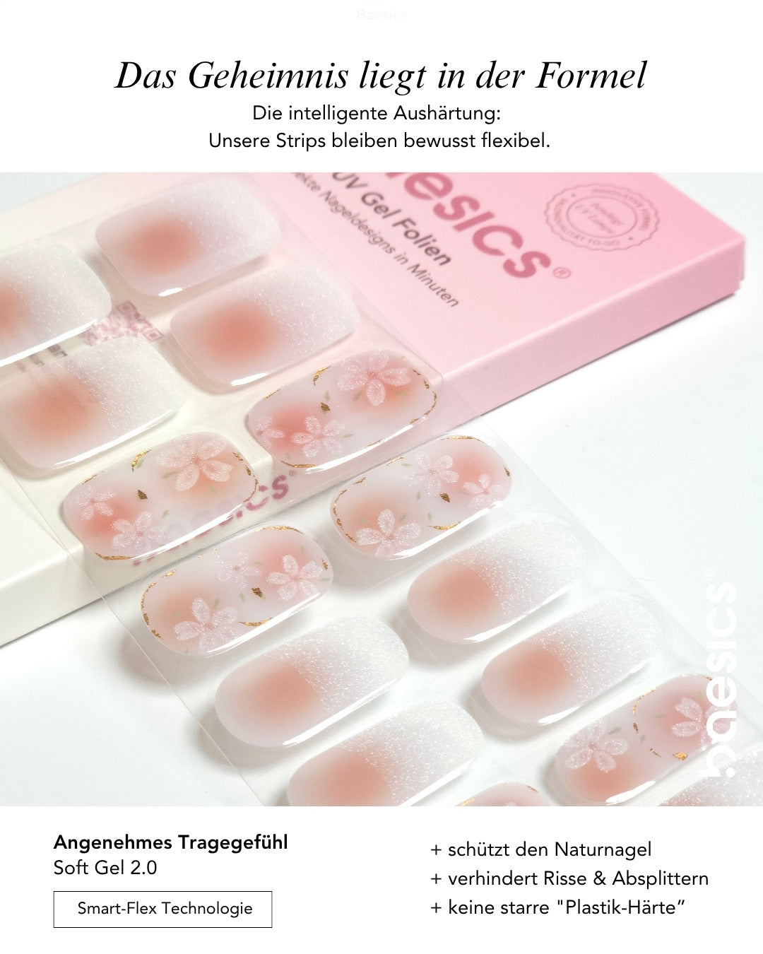 Baesics UV Gelstrips Sakura Blush – Gel-Nagelfolien Blatt