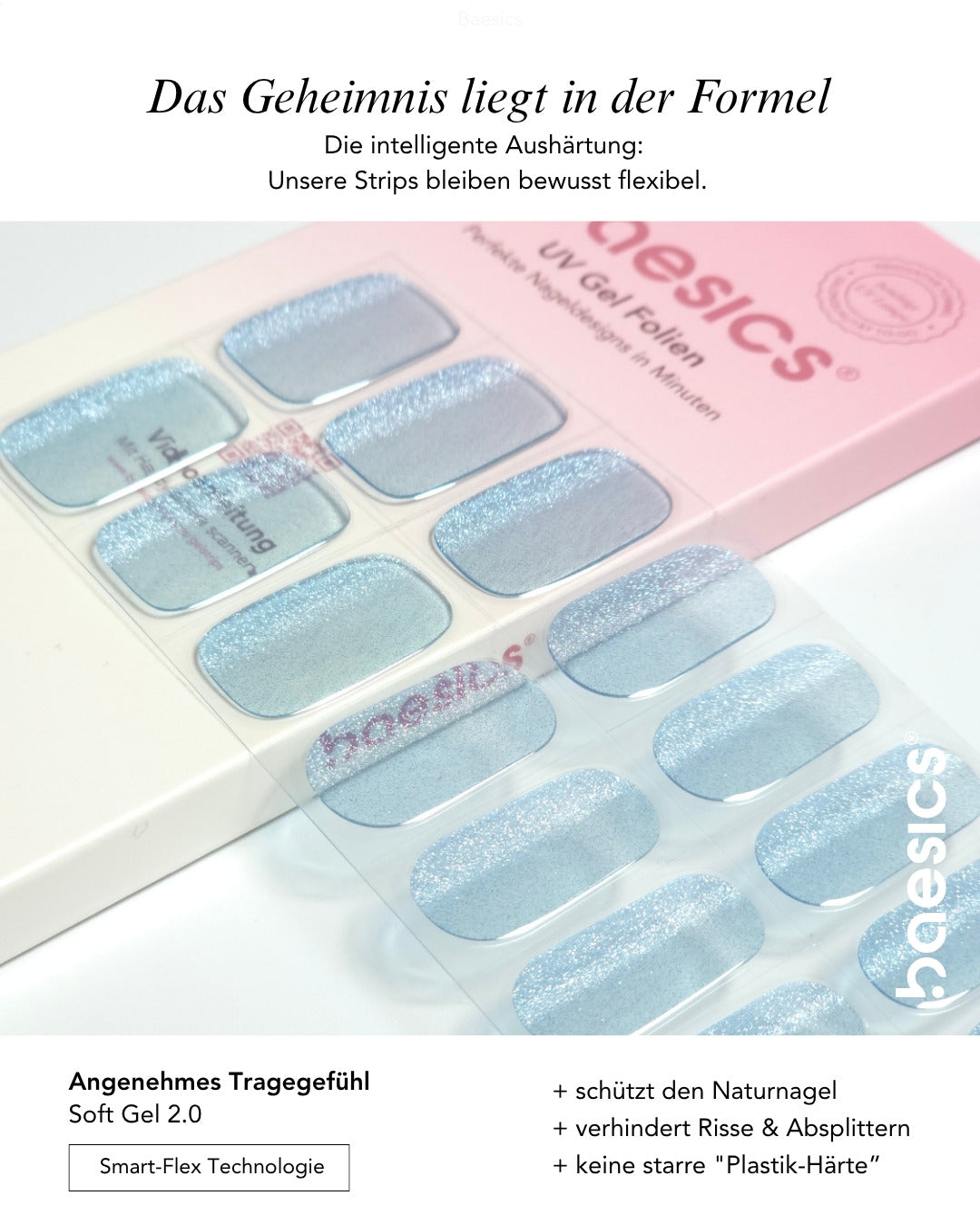 Baesics UV Gelstrips Glacier – Gel-Nagelfolien Blatt