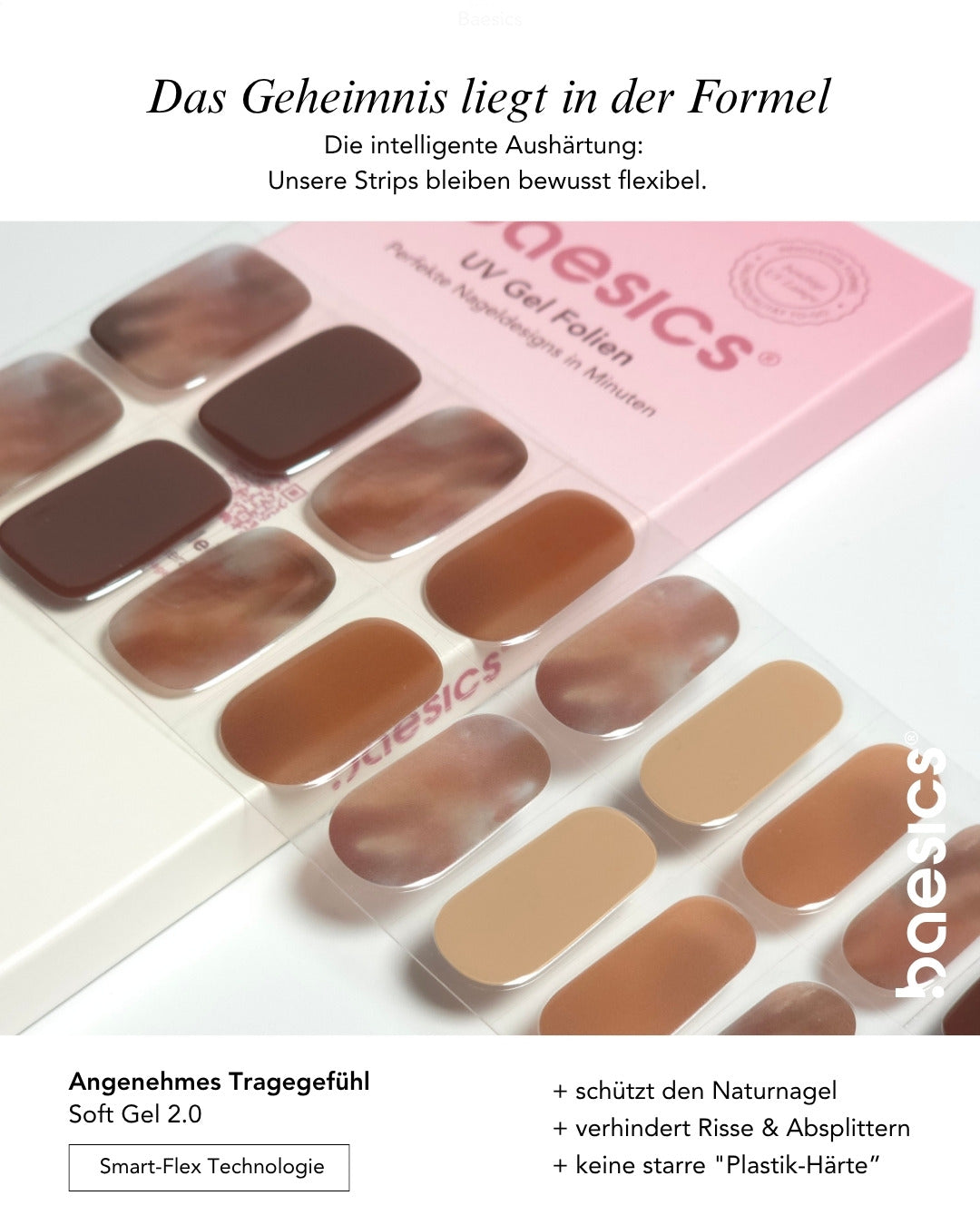 Baesics UV Gelstrips Coffee Pralines – Gel-Nagelfolien Blatt