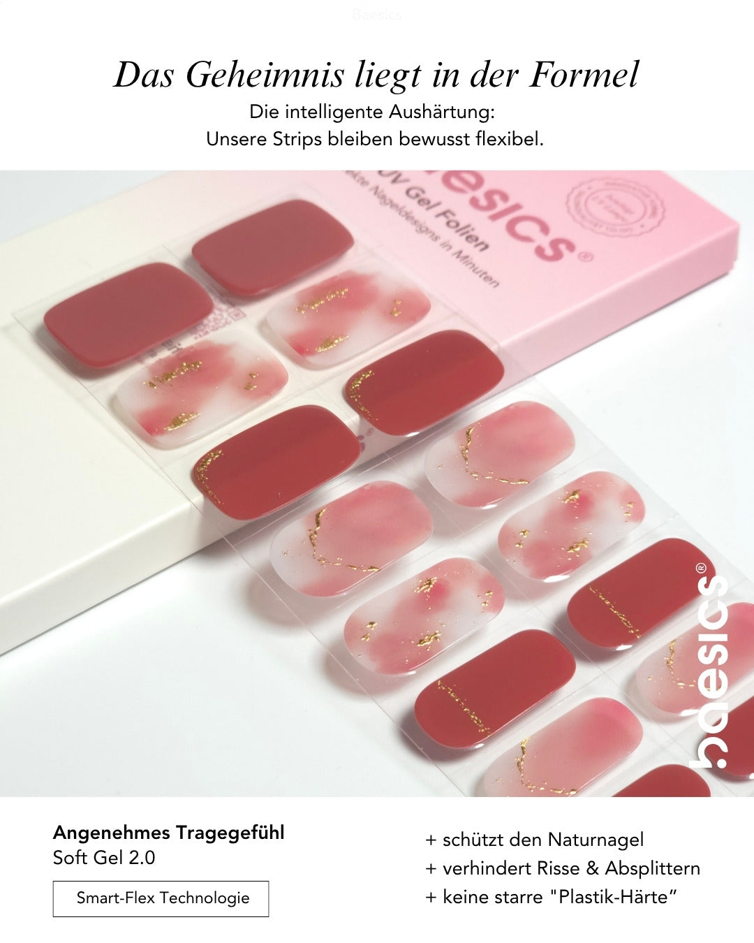 Baesics UV Gelstrips Imperial Rose – Gel-Nagelfolien Blatt