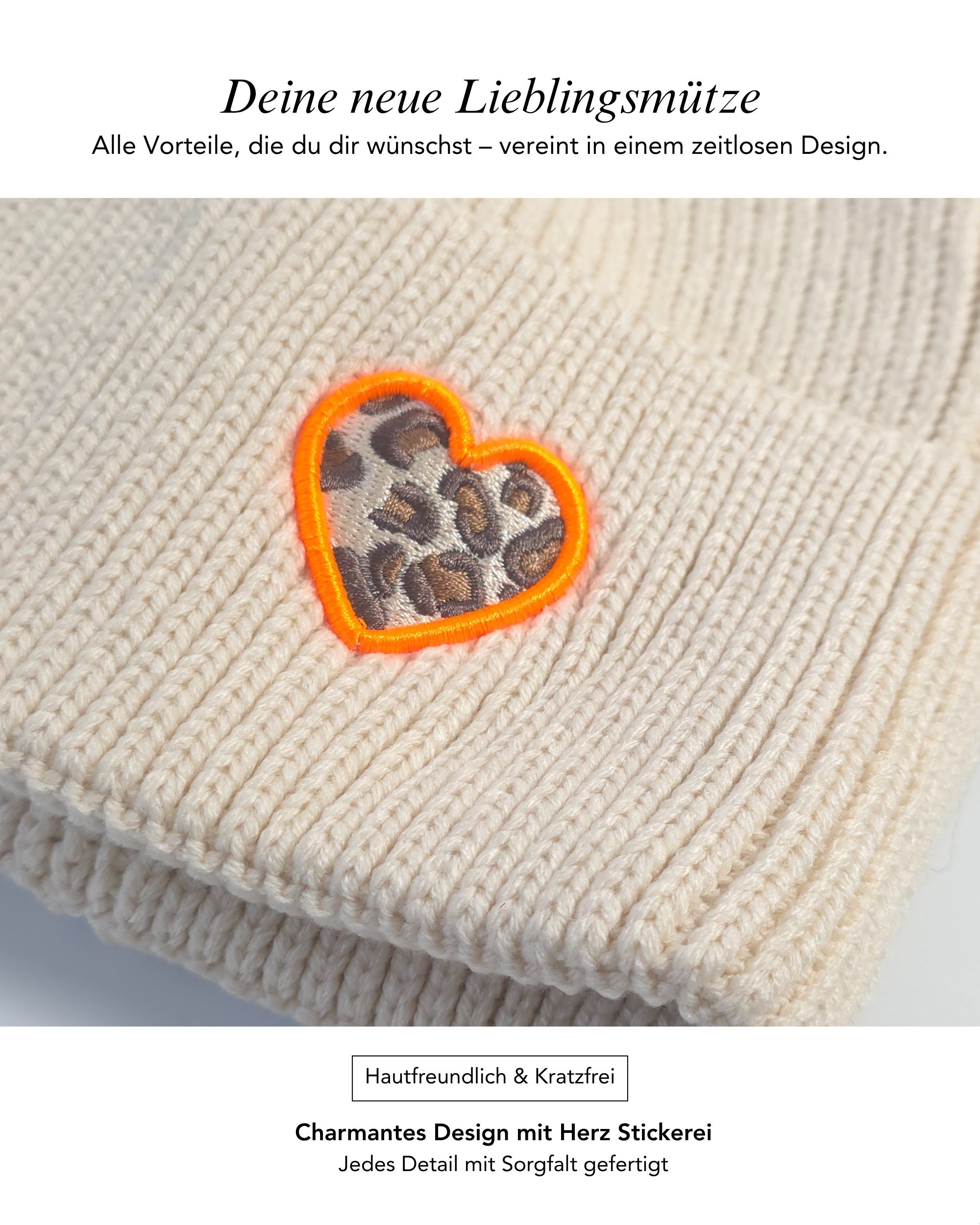 Baesics Wintermütze mit Herz – Unisex Beanie aus weichem Strick, Bild 3