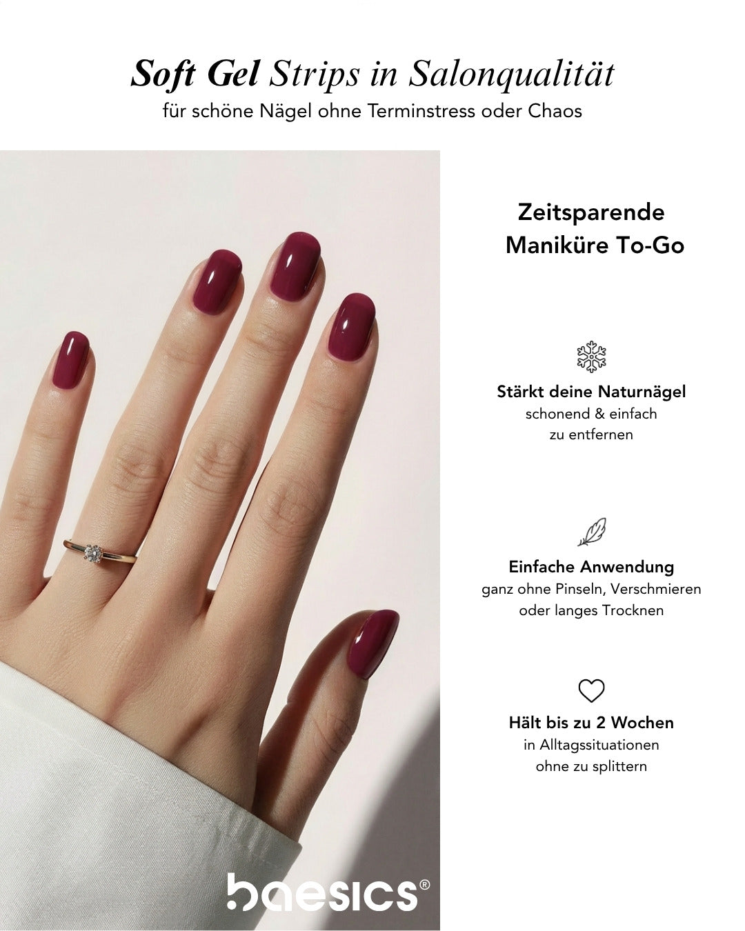 Baesics UV Gelstrips Moonlit Marble – Nägel Nahaufnahme